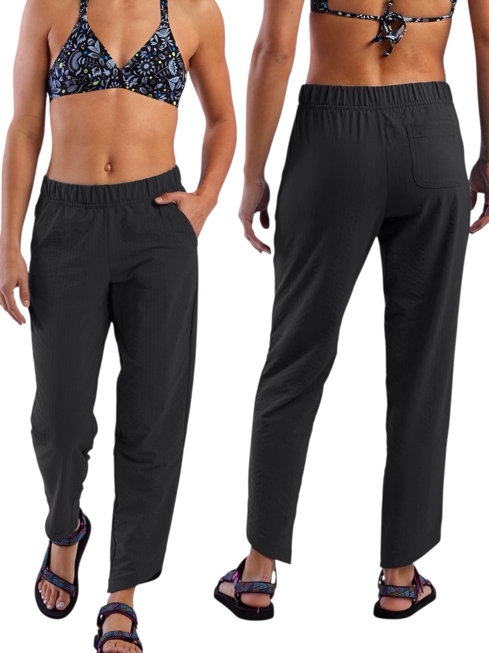 Title Nine Women’s Slaycation Straight Leg Pants Technical Seersucker Size XL